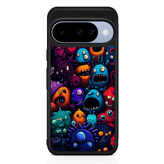 Colorful Monster Doodle Art Google Pixel 10 Case | Google Pixel 10 Rubber Protective Case