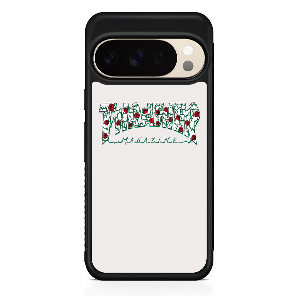 Thrasher White Milk Rose Floral Google Pixel 10 Pro XL Case | Durable Google Pixel 10 Pro XL Cover