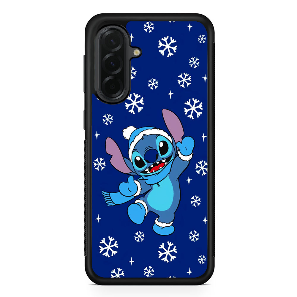 Stitch Navy Winter Samsung Galaxy A36 Case | Protective Rubber Cover