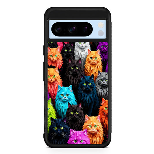 A Group of Colorful Cats Google Pixel 8 Pro Case | Slim Rubber Case for Google Pixel 8 Pro