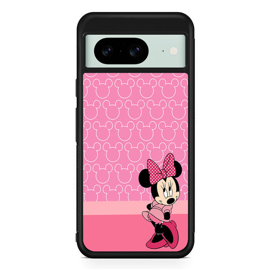 Minnie Mouse Pink Background Google Pixel 8 Case | Durable Protective Cover for Google Pixel 8