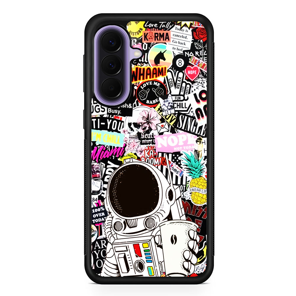 Astronauts Coffee Cheers Samsung Galaxy A57 Case | Slim Samsung Galaxy A57 Rubber Case