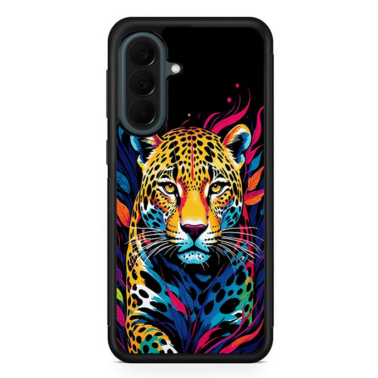 A Colorful Leopard on The Hunt Samsung Galaxy A37 Case | Samsung Galaxy A37 Rubber Phone Case