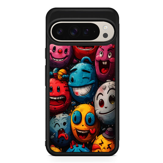 Colorful Funny Emoticons Doodle Google Pixel 9 Pro Case | Slim Protective Cover