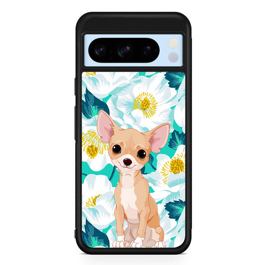 Chihuahua Dog Flower Blue Google Pixel 8 Pro Case | Slim Rubber Case for Google Pixel 8 Pro