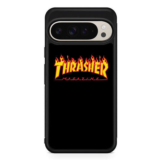 Thrasher Magazine Black Simple Fire Google Pixel 9 Pro Case | Slim Protective Cover