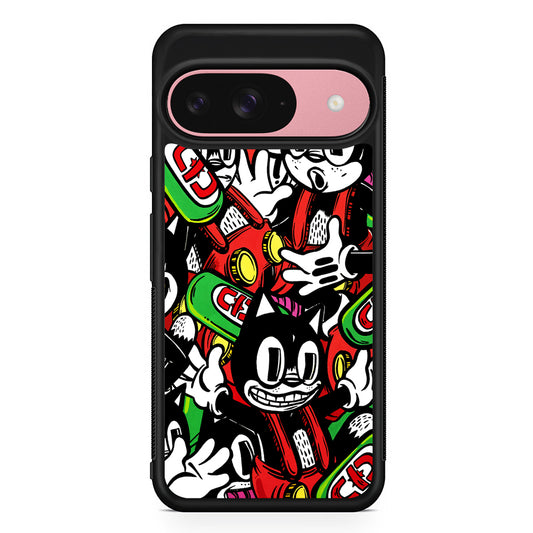 Felix The Cat Club Party Google Pixel 9 Case | Google Pixel 9 Protective Rubber Case