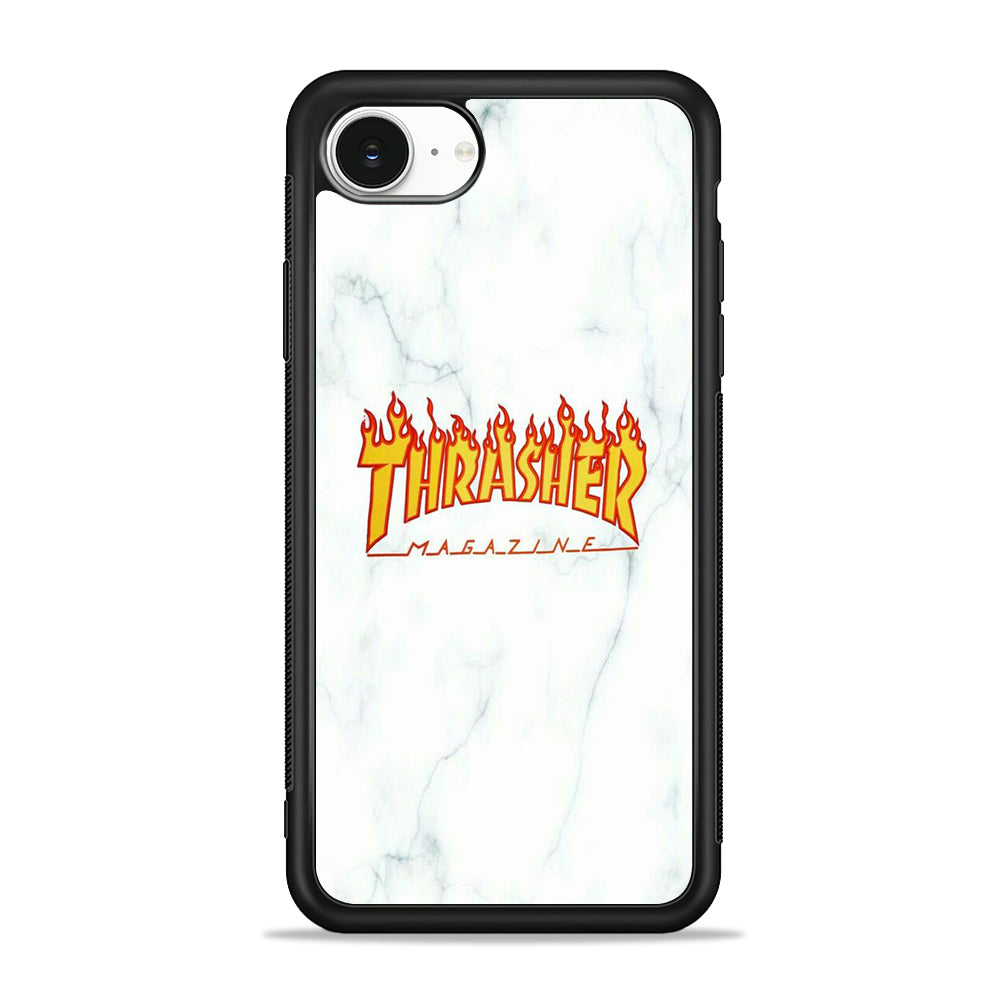 Thrasher White Marble iPhone 16e Case - Slim Silicone Case
