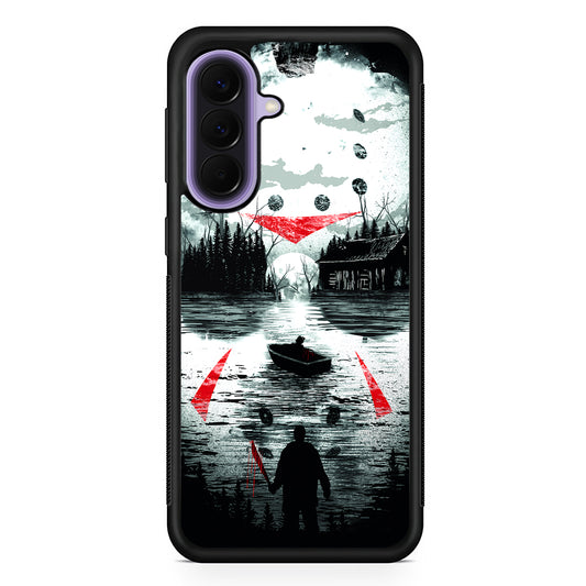 Friday the 13th Silhouette Mask Samsung Galaxy A57 Case | Slim Samsung Galaxy A57 Rubber Case