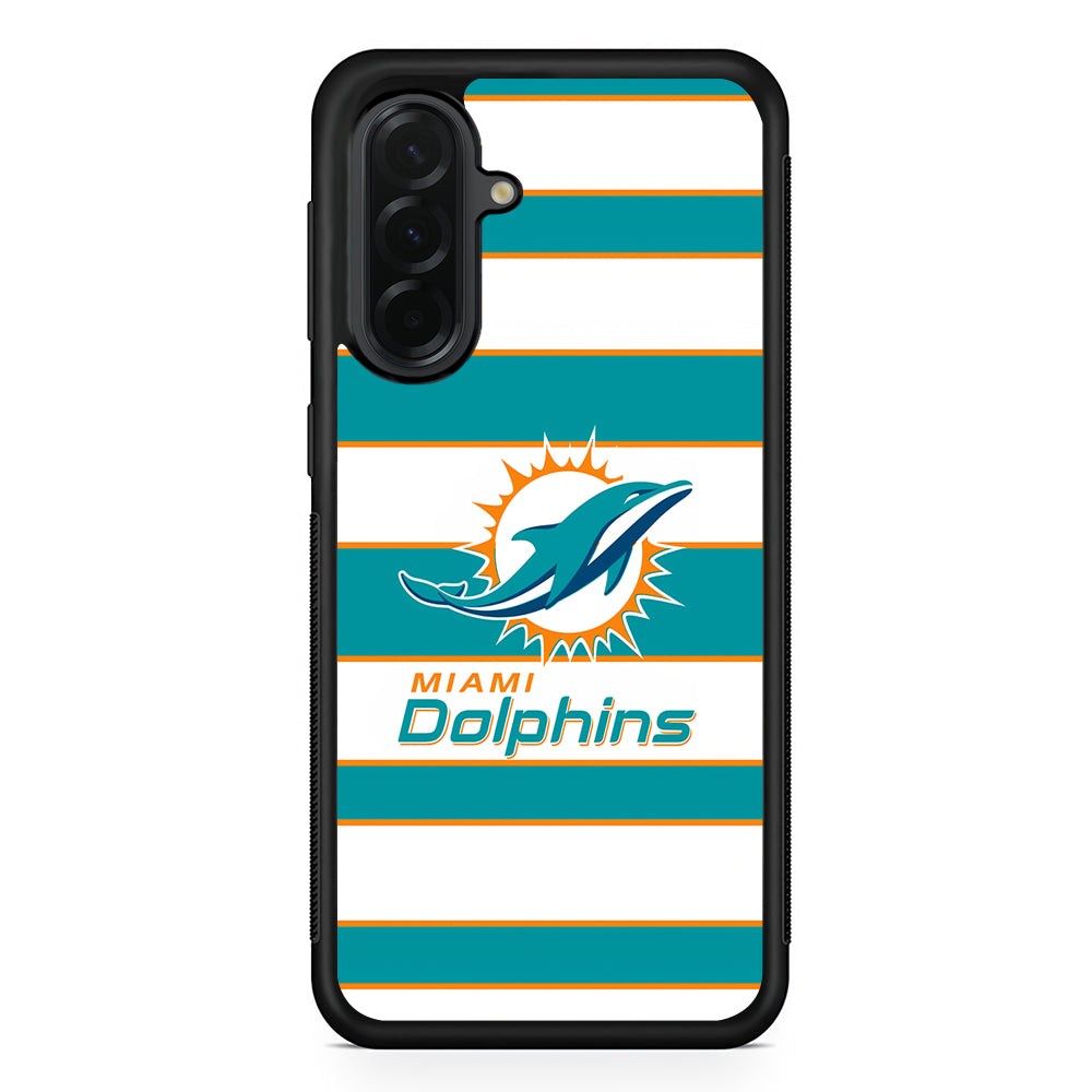 NFL Miami Dolphins White Stripe Samsung Galaxy A36 Case | Protective Rubber Cover