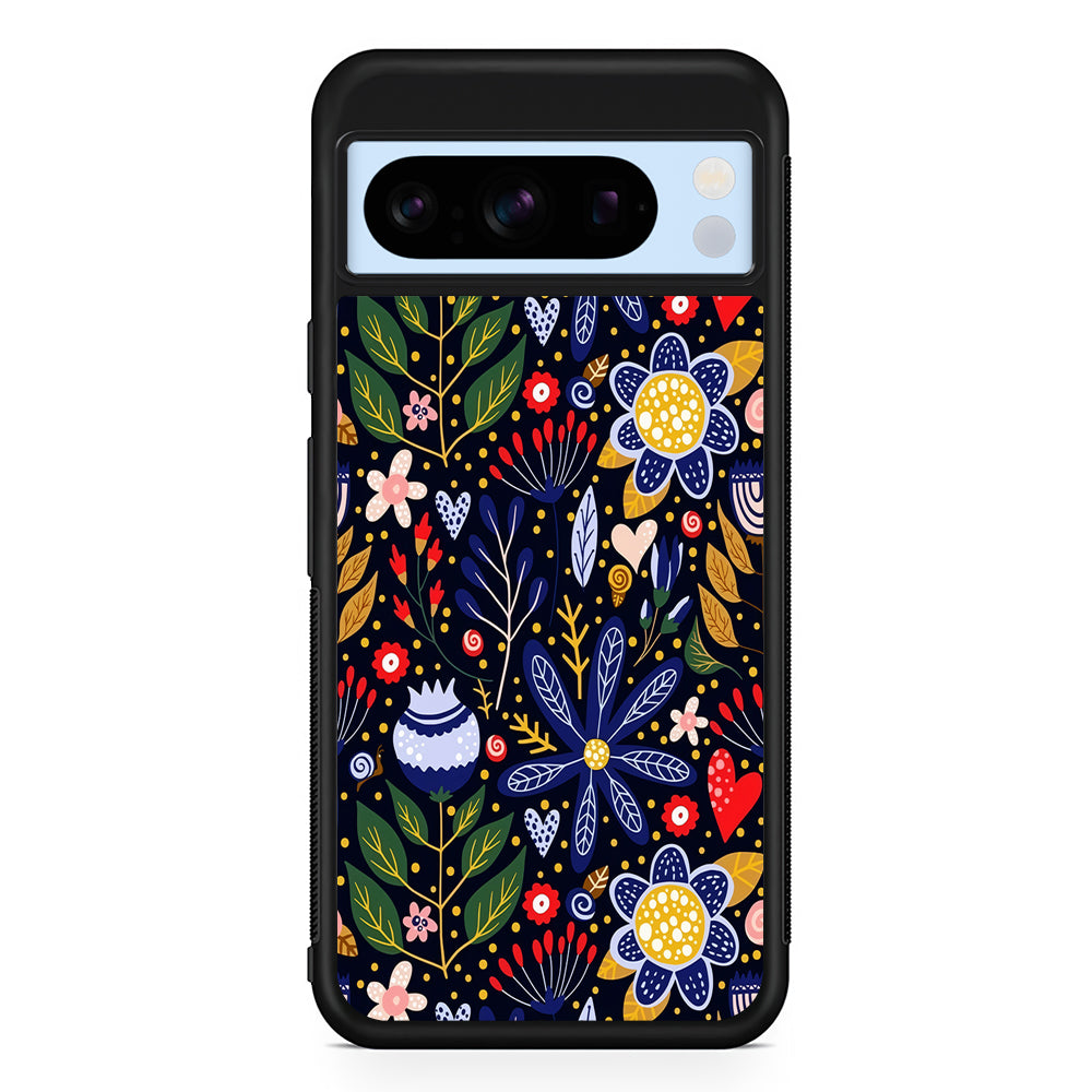 Flowers on a Dark Aesthetic Google Pixel 8 Pro Case | Slim Rubber Case for Google Pixel 8 Pro