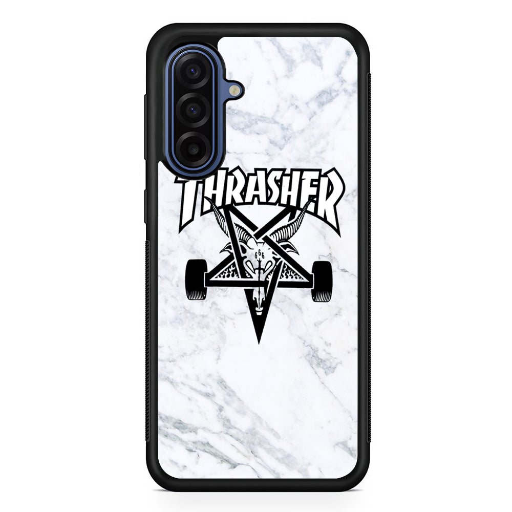 Thrasher x Pentagram White Marble Samsung Galaxy A17 Case | Samsung Galaxy A17 Protective Rubber Case