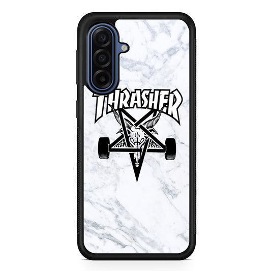Thrasher x Pentagram White Marble Samsung Galaxy A17 Case | Samsung Galaxy A17 Protective Rubber Case