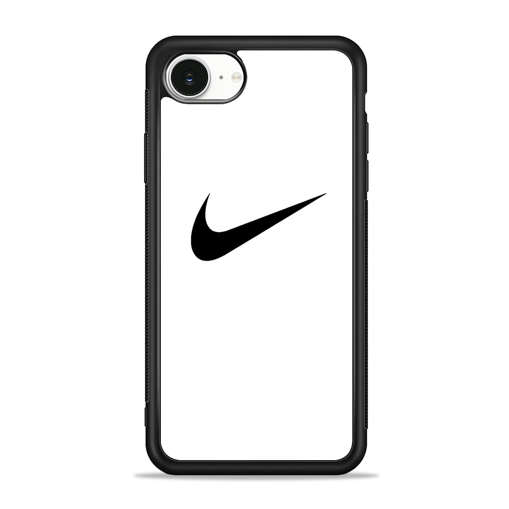 Nike White Milk Black Logo iPhone 16e Case - Slim Silicone Case