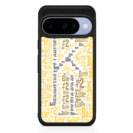 Kyrie Irving Words Doodle Yellow Google Pixel 10 Case | Google Pixel 10 Rubber Protective Case
