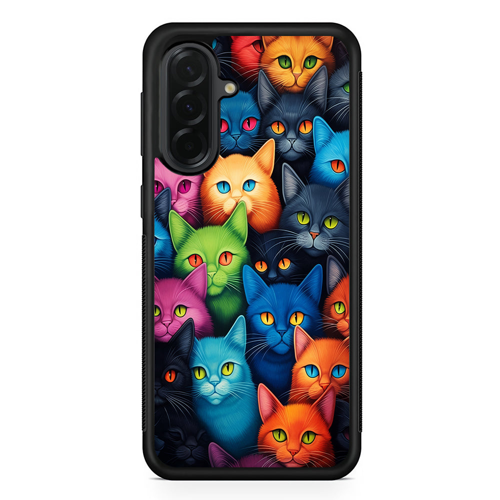 Collection of Colorful Cats Samsung Galaxy A36 Case | Protective Rubber Cover