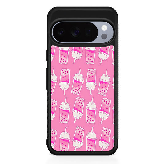 Bubble Tea Pink Pattern Google Pixel 10 Pro Case | Slim Google Pixel 10 Pro Rubber Case