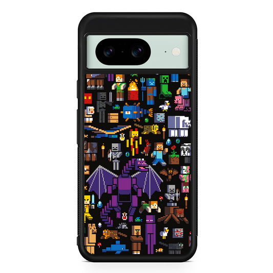 Minicraft All Characters Google Pixel 8 Case | Durable Protective Cover for Google Pixel 8