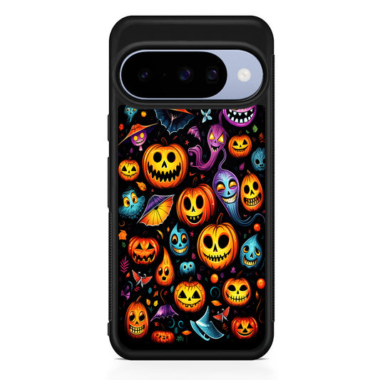Halloween Pumpkins and Ghosts Google Pixel 10 Case | Google Pixel 10 Rubber Protective Case