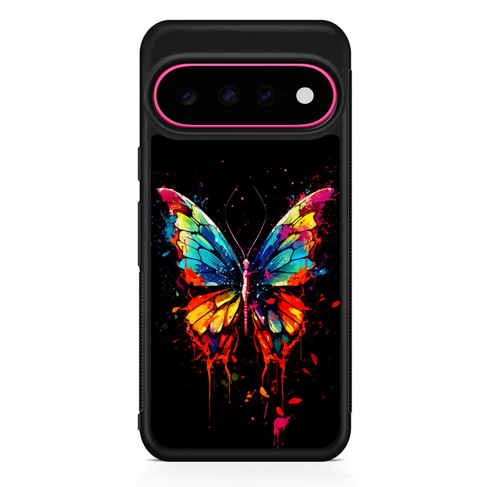 Colorful Butterfly Painting on Black Google Pixel 11 Case | Slim Shockproof Cover