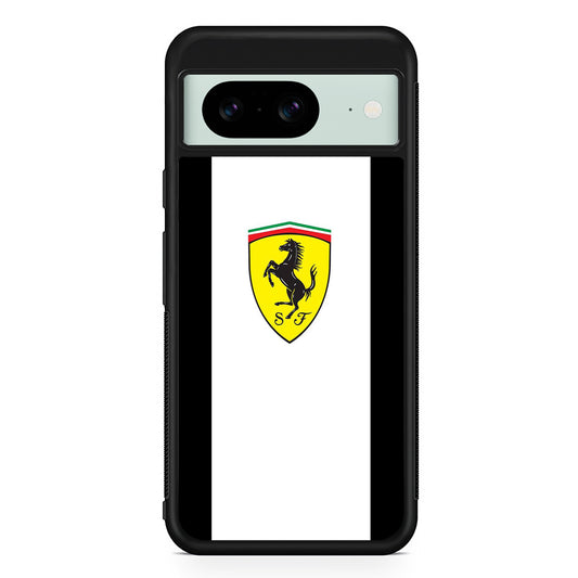 Ferrari White Stripe Emblem Google Pixel 8 Case | Durable Protective Cover for Google Pixel 8