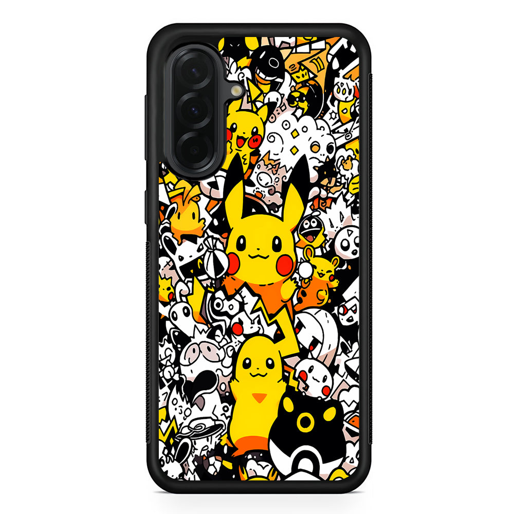 Pokemon Pikachu Doodle Samsung Galaxy A36 Case | Protective Rubber Cover