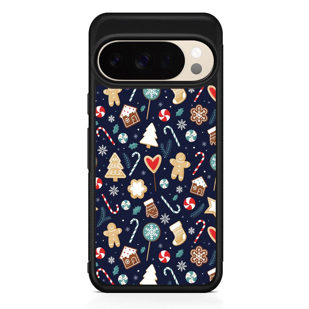 Christmas Ornaments Pattern Navy Google Pixel 10 Pro XL Case | Slim Google Pixel 10 Pro XL Protective Case