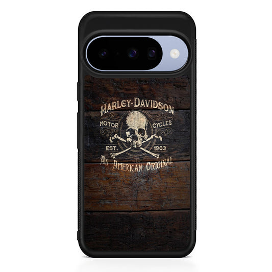 Harley Davidson Skull Logo In Wood Google Pixel 10 Case | Google Pixel 10 Rubber Protective Case