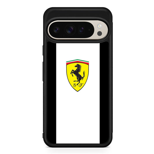 Ferrari White Stripe Emblem Google Pixel 9 Pro Case | Slim Protective Cover