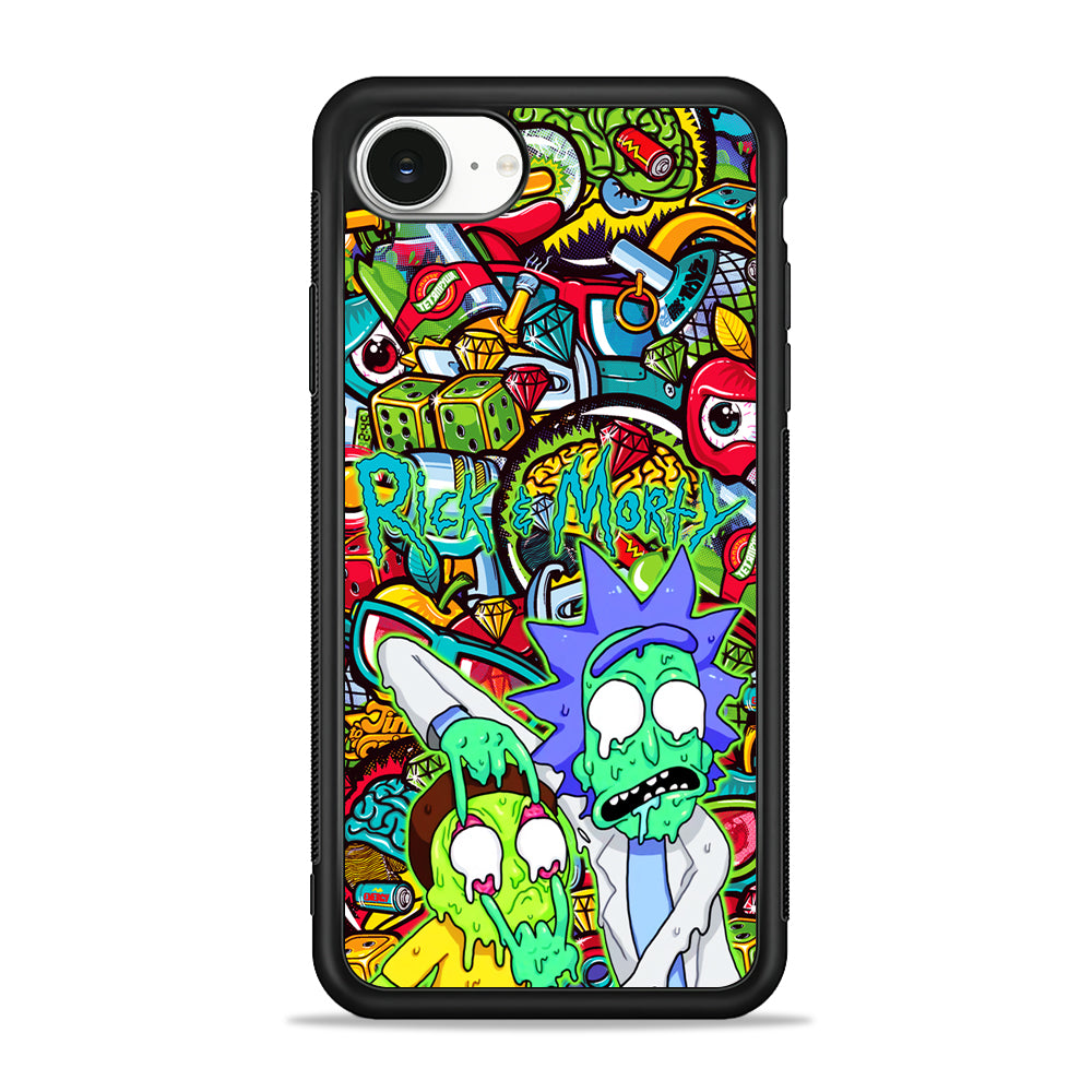 Rick and Morty Melt in Doodle iPhone 16e Case | Protective Phone Cover