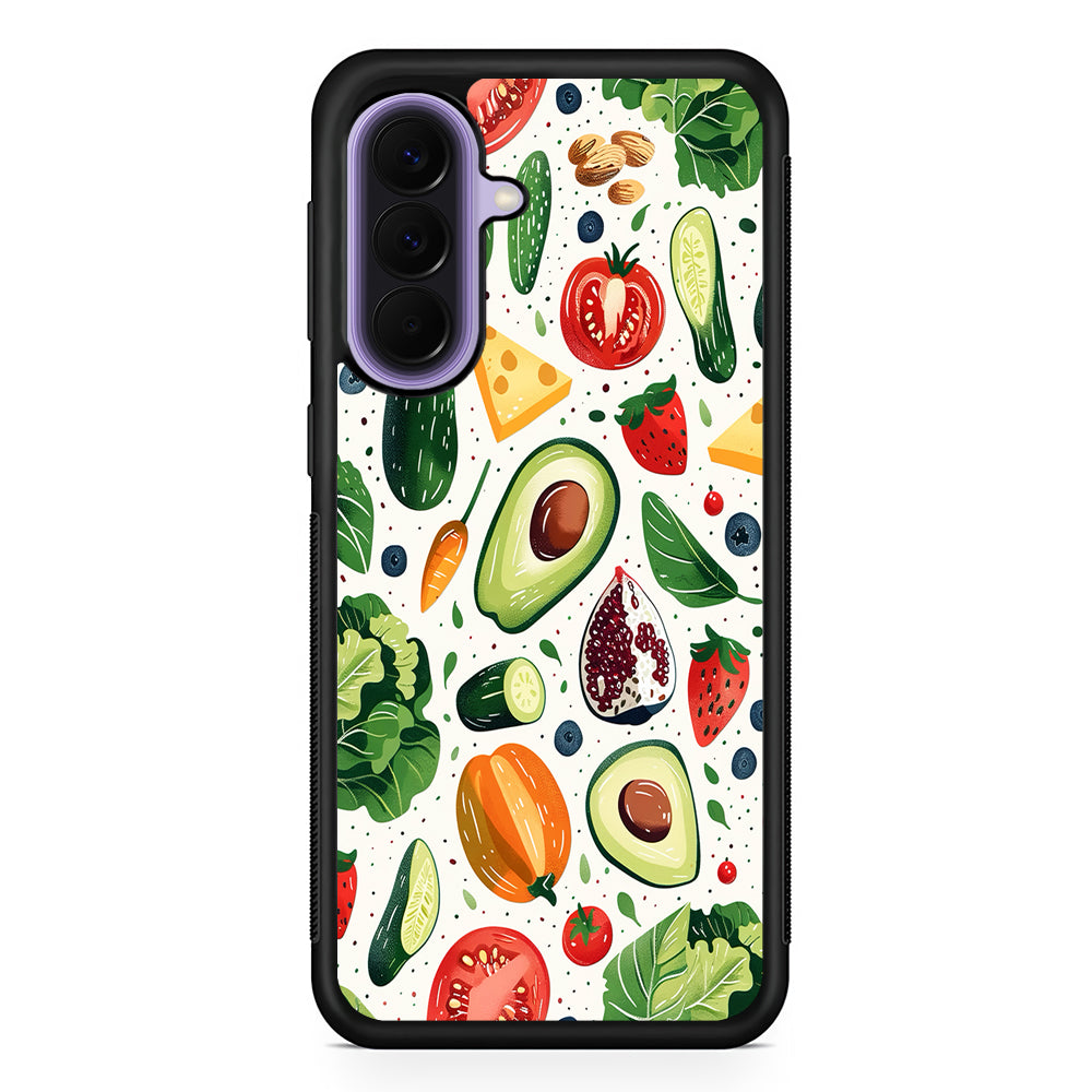 Collection of Fruits and Vegetables Samsung Galaxy A57 Case | Slim Samsung Galaxy A57 Rubber Case