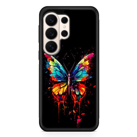 Colorful Butterfly Painting on Black Samsung Galaxy S26 Ultra Case | Slim Protective Case for Samsung Galaxy S26 Ultra