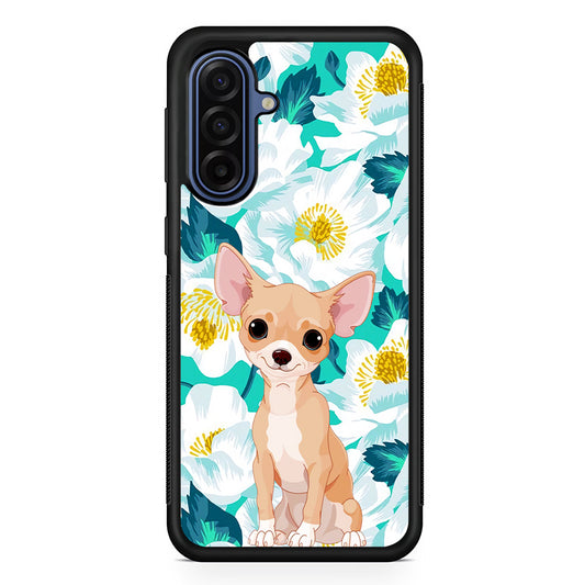 Chihuahua Dog Flower Blue Samsung Galaxy A17 Case | Slim Protective Phone Cover