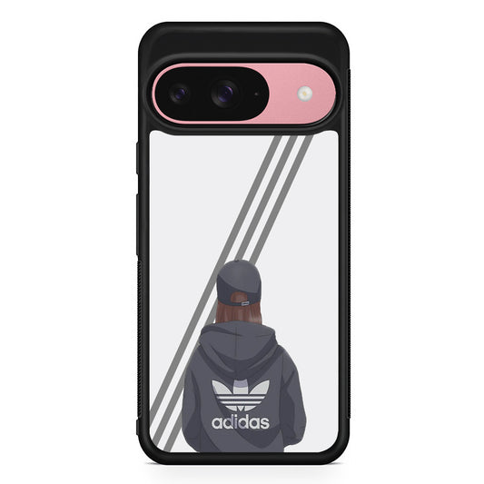 Adidas Girl Hype Stripe Google Pixel 9 Case | Google Pixel 9 Protective Rubber Case