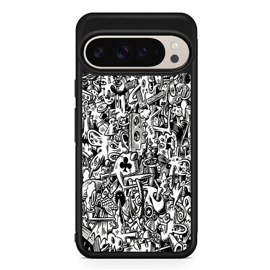 Graffiti Doodle Monokrom Google Pixel 9 Pro Case | Slim Protective Cover