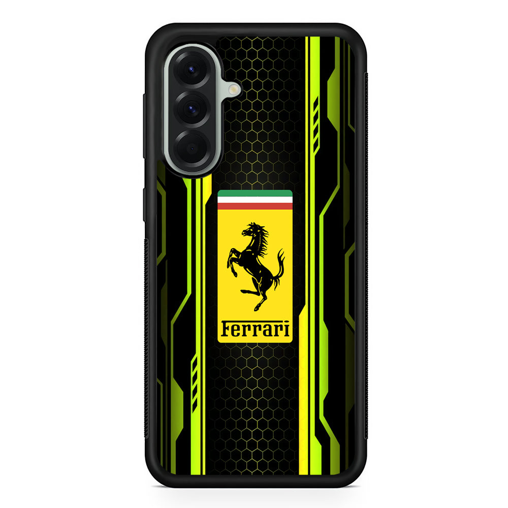 Ferrari Yellow System Line Samsung Galaxy A56 Case | Samsung Galaxy A56 Rubber Protective Case