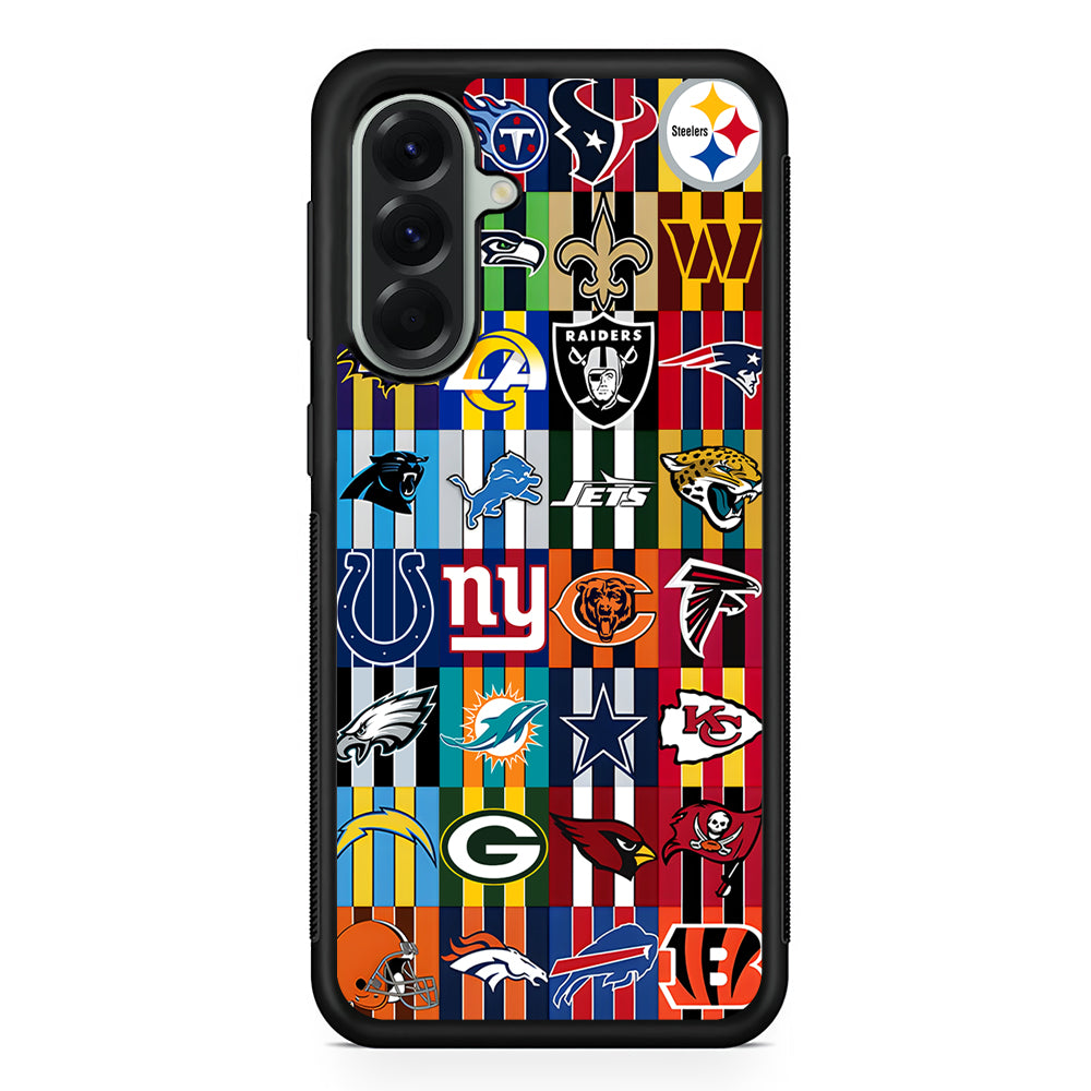 All NFL Football Logo Samsung Galaxy A56 Case | Samsung Galaxy A56 Protective Rubber Case