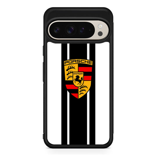 Porsche Stripe White Emblem Google Pixel 9 Pro Case | Slim Protective Cover