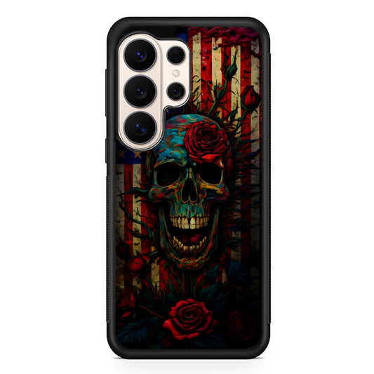 American Flag Skulls and Flower Samsung Galaxy S26 Ultra Case | Slim Protective Case for Samsung Galaxy S26 Ultra