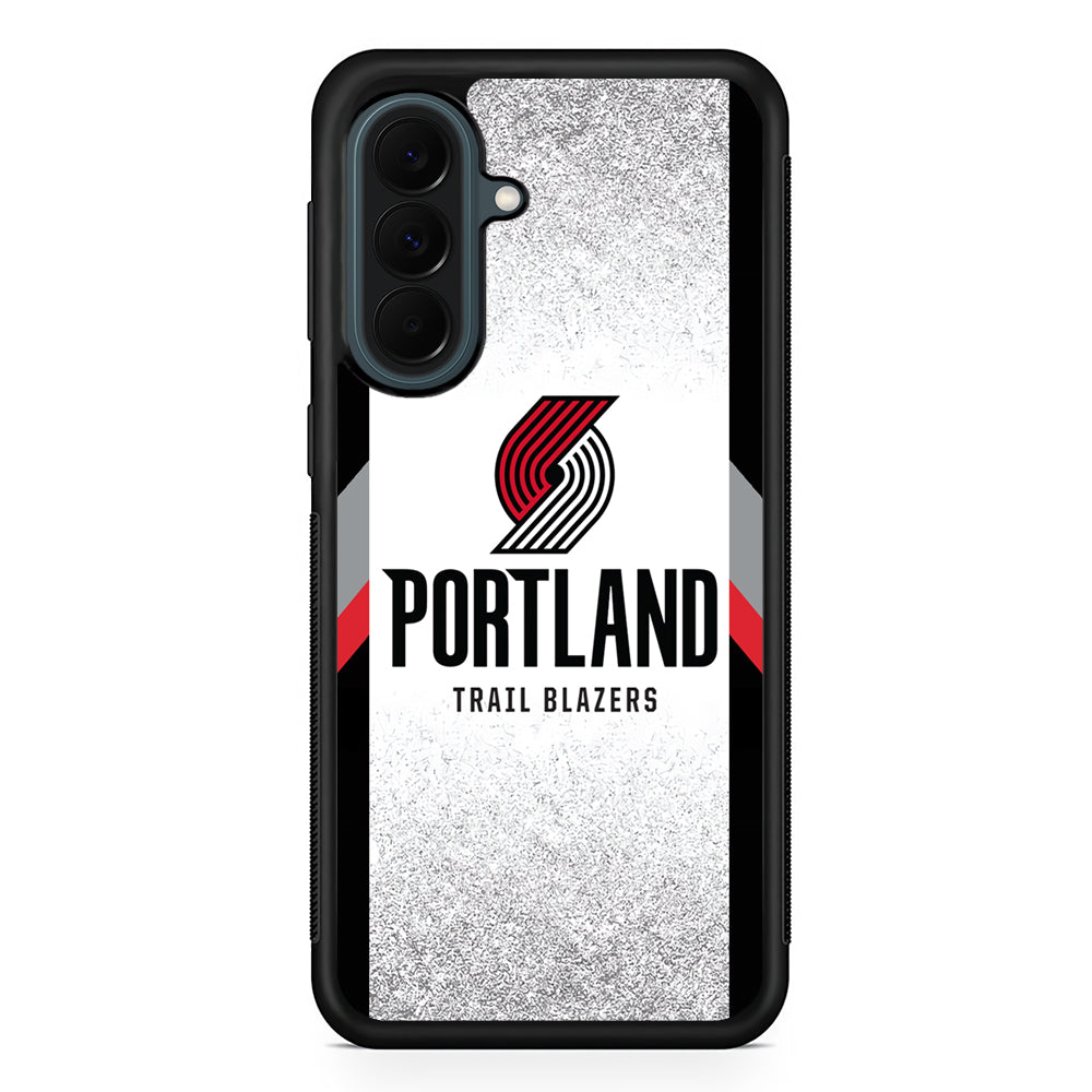 NBA Portland Trail Blazers Silver Samsung Galaxy A37 Case | Samsung Galaxy A37 Rubber Phone Case