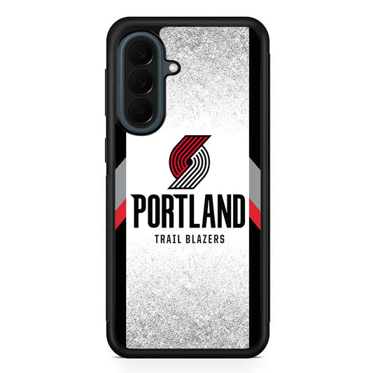 NBA Portland Trail Blazers Silver Samsung Galaxy A37 Case | Samsung Galaxy A37 Rubber Phone Case