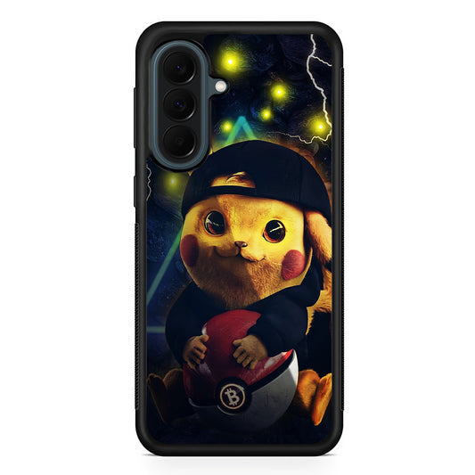Pikachu With His Pokeball Samsung Galaxy A37 Case | Samsung Galaxy A37 Rubber Phone Case