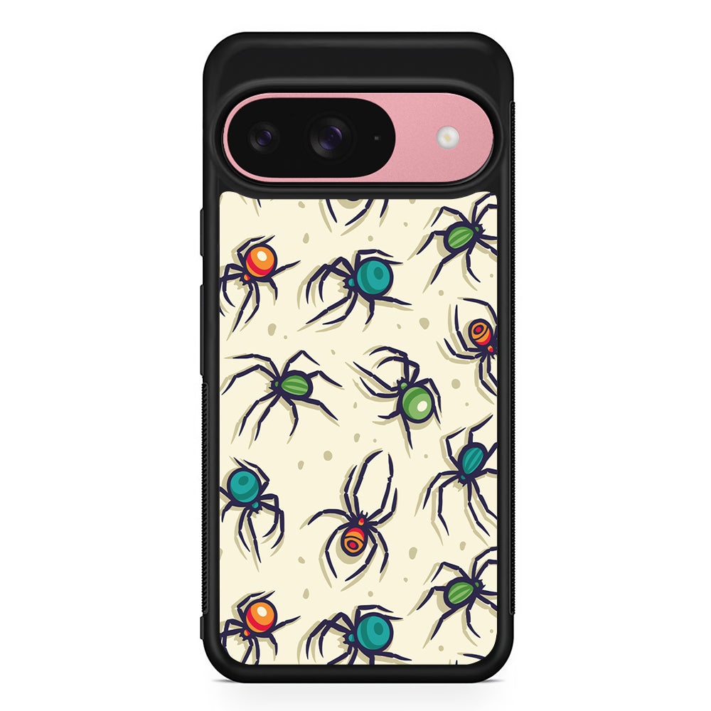 Colorful Spider Collection Google Pixel 9 Case | Google Pixel 9 Protective Rubber Case