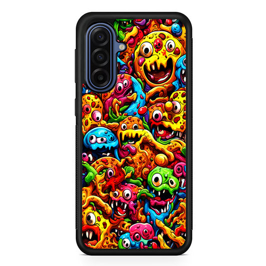 Colorful Monster Doodle Pizza Samsung Galaxy A17 Case | Slim Protective Phone Cover
