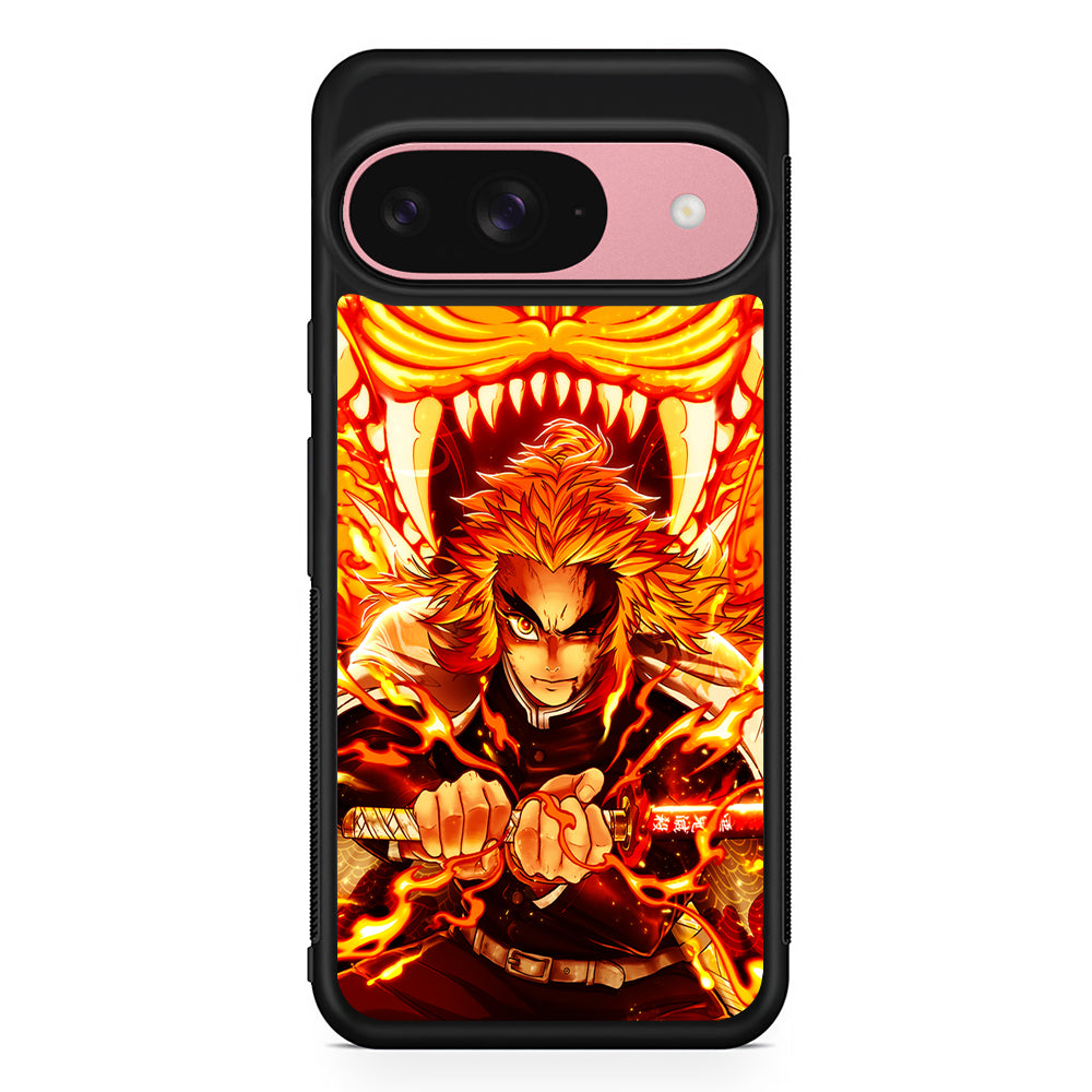 Rengoku Kyojuro Demon Slayer Google Pixel 9 Case | Google Pixel 9 Protective Rubber Case