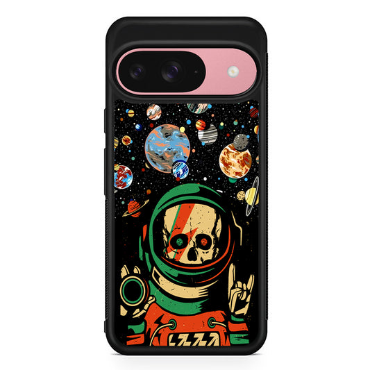 Astro Skull on The Space Google Pixel 9 Case | Google Pixel 9 Protective Rubber Case