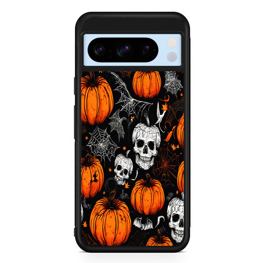 Halloween Skull and Spider Webs Google Pixel 8 Pro Case | Slim Rubber Case for Google Pixel 8 Pro