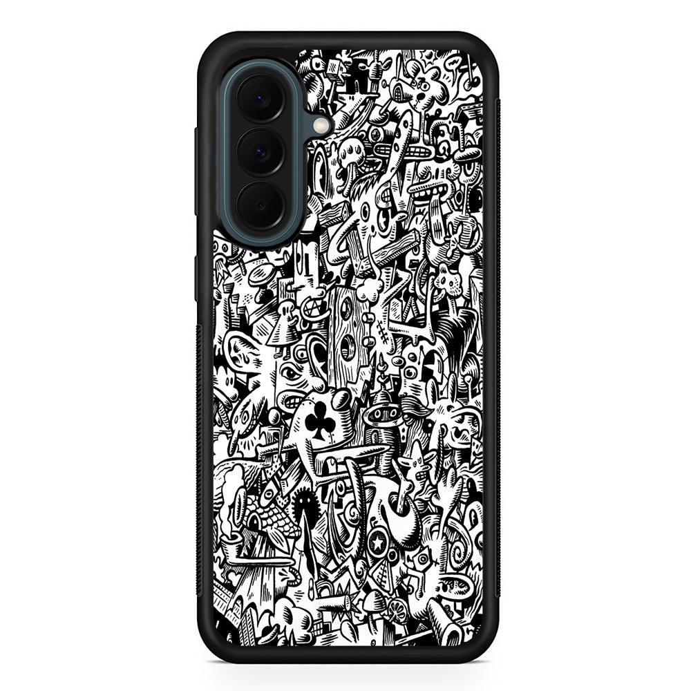 Graffiti Doodle Monokrom Samsung Galaxy A37 Case | Samsung Galaxy A37 Rubber Phone Case