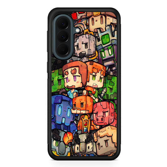 Minicraft Characters Drawing Samsung Galaxy A37 Case | Samsung Galaxy A37 Rubber Phone Case