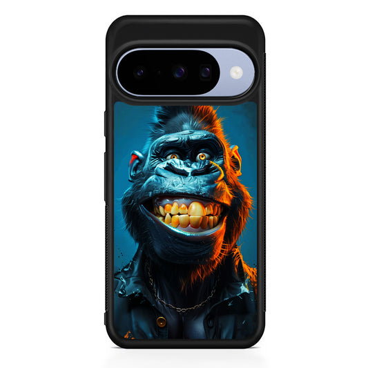 Cartoon Gorilla Smiles Wide Google Pixel 10 Case | Google Pixel 10 Rubber Protective Case